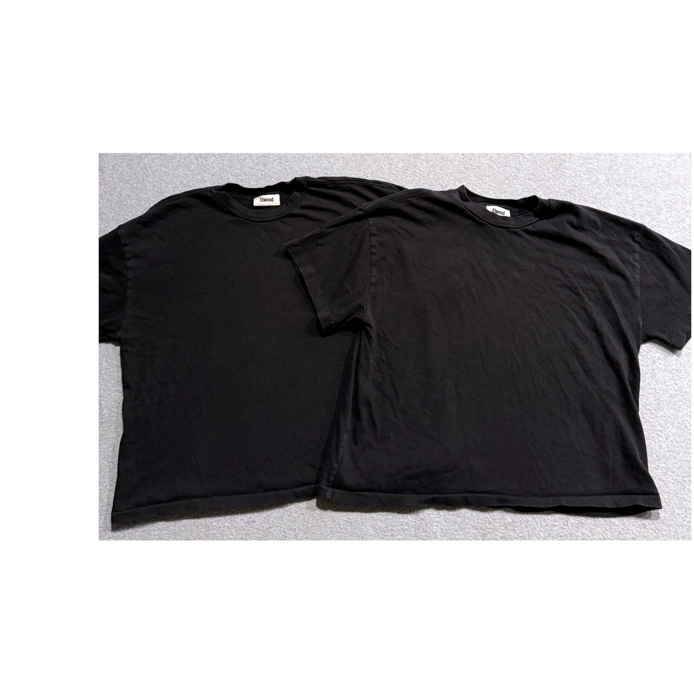 Elwood Mens Core Tee 2-Pack Black Organic Cotton Boxy Fit T-Shirt ET00028 Size S